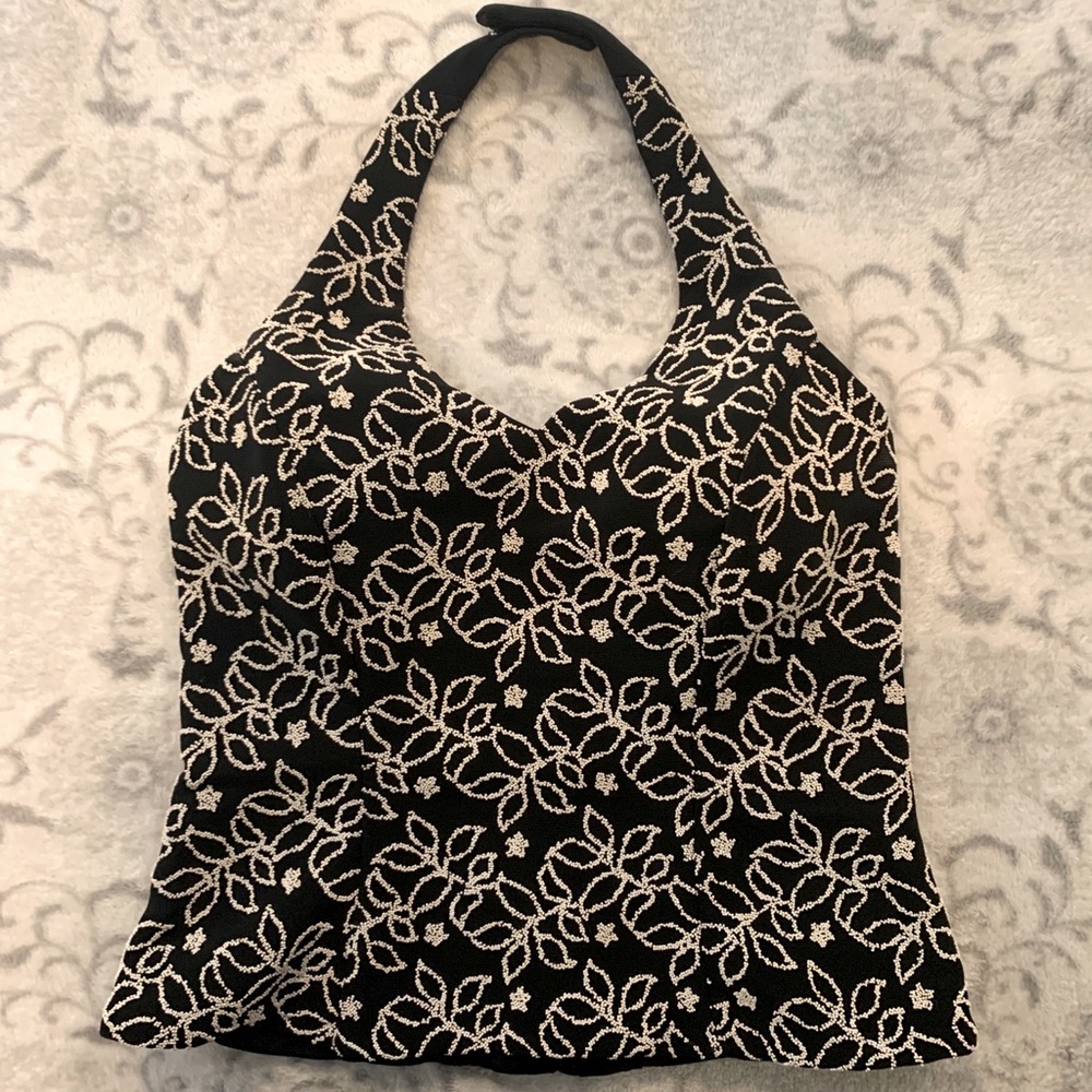 GORGEOUS Beaded Black Halter by Joanna Chen